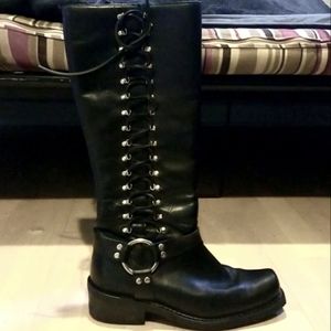 Harley Davidson Thigh High Black Leather Pristine Sz 10 Riding Boots
